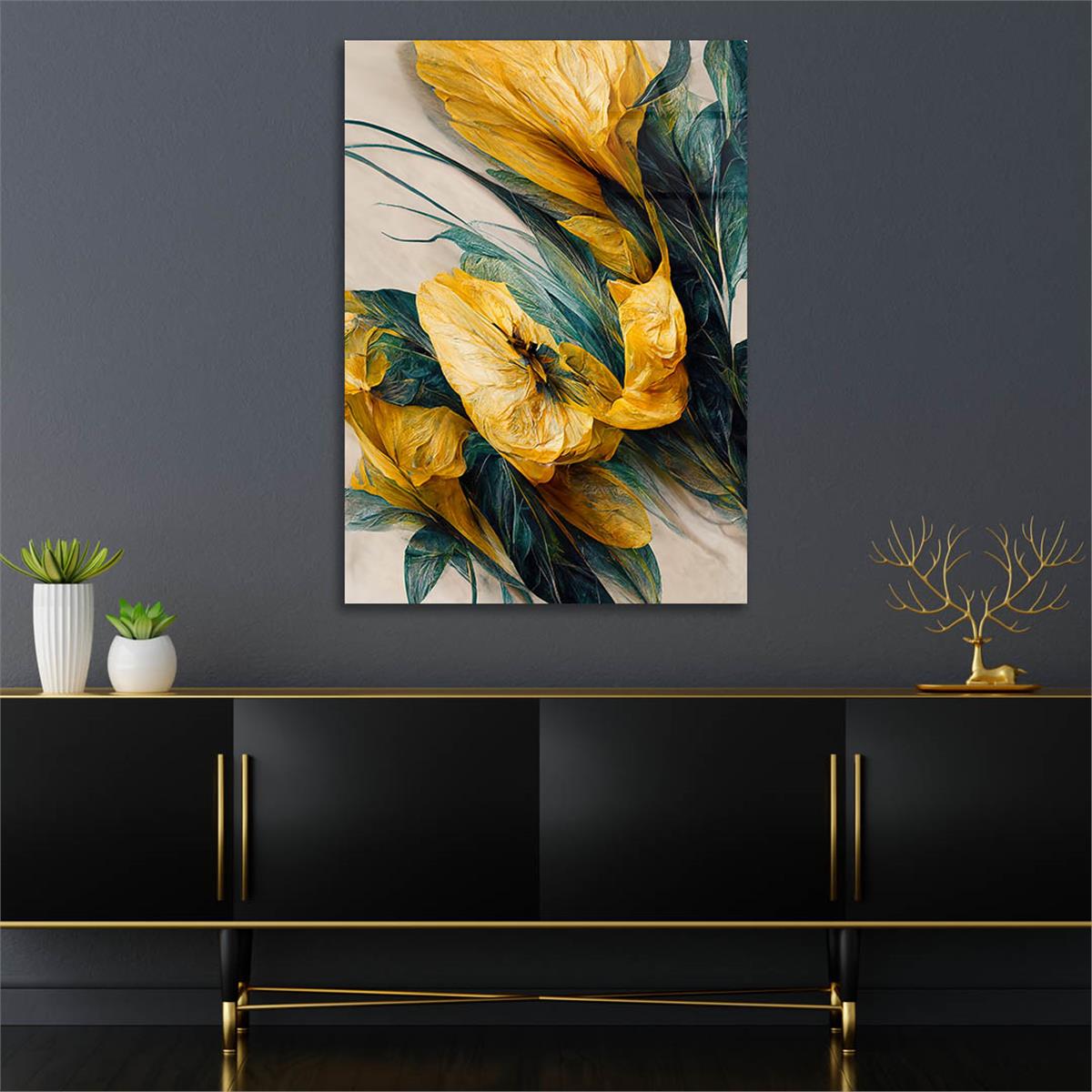 Dikey Sanat Temalı Cam Tablo 460