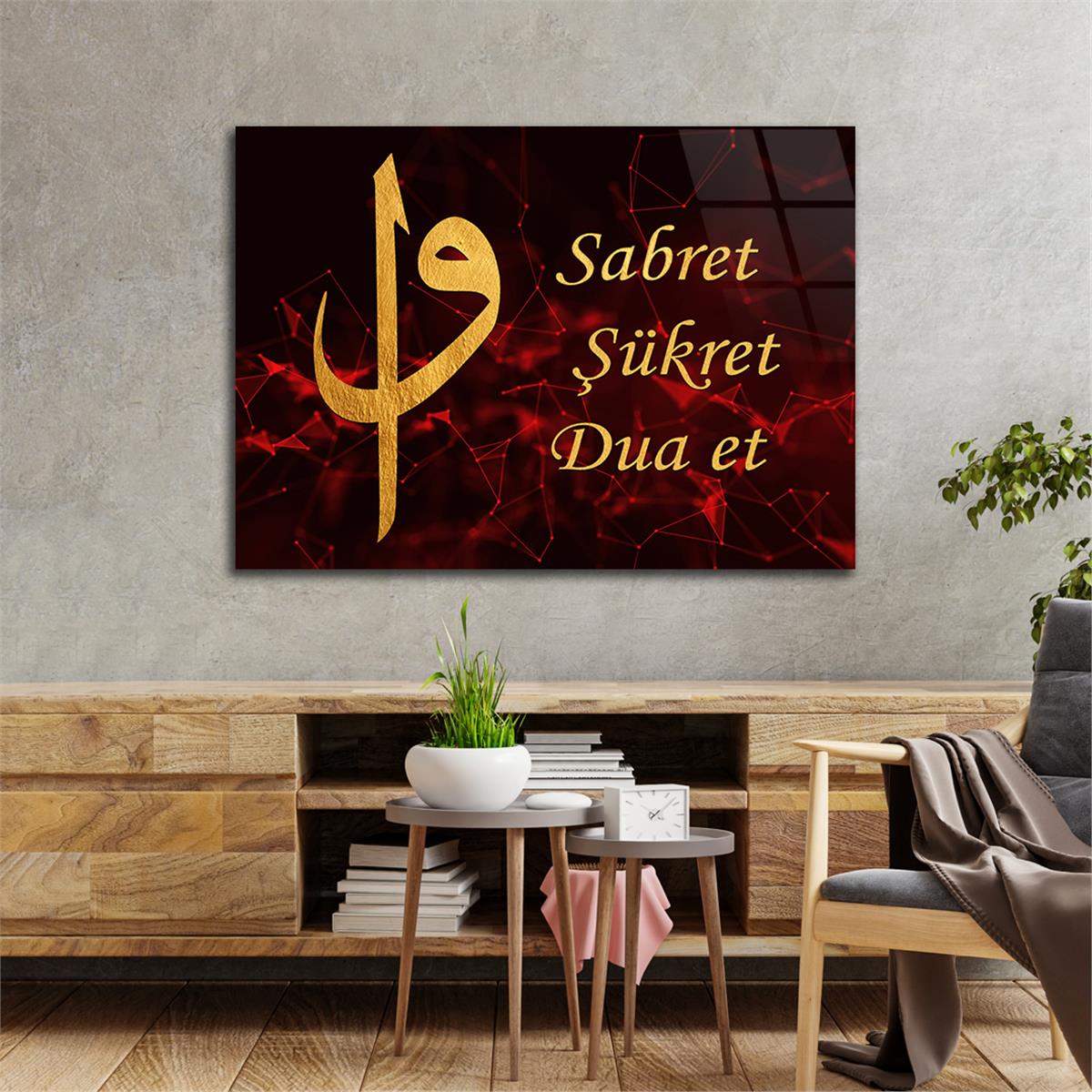 Yatay Dini Temalı Cam Tablo 223