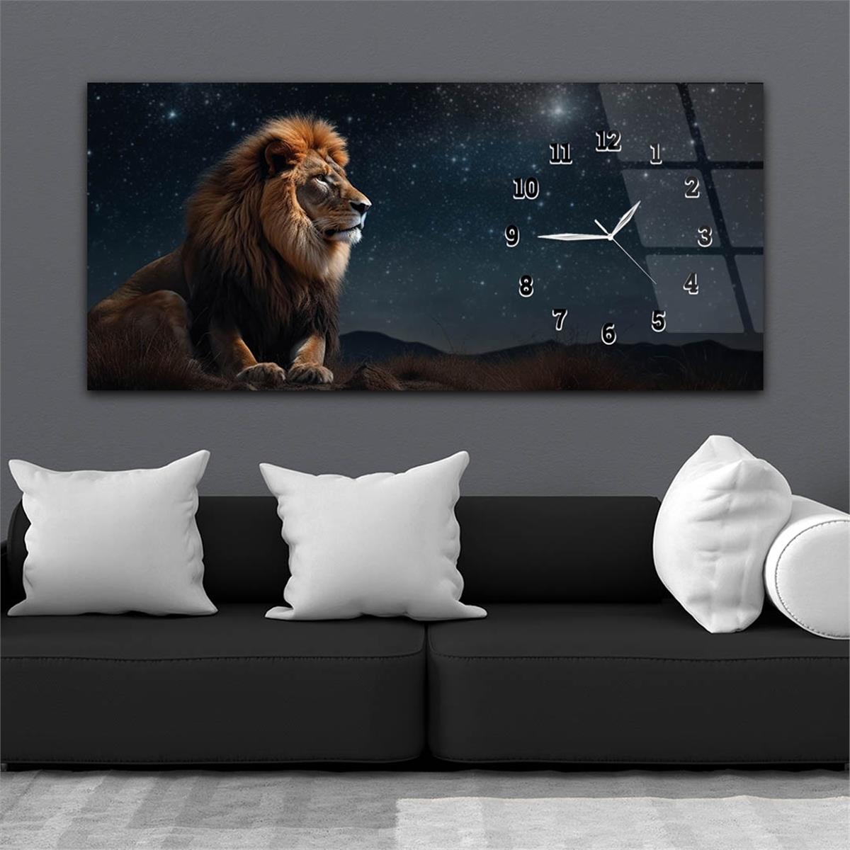 Horizontaal, Aan De Zijkant Voorzien Van Een Klok, Kunst en Natuur Thema Gehard Glasschilderij 181