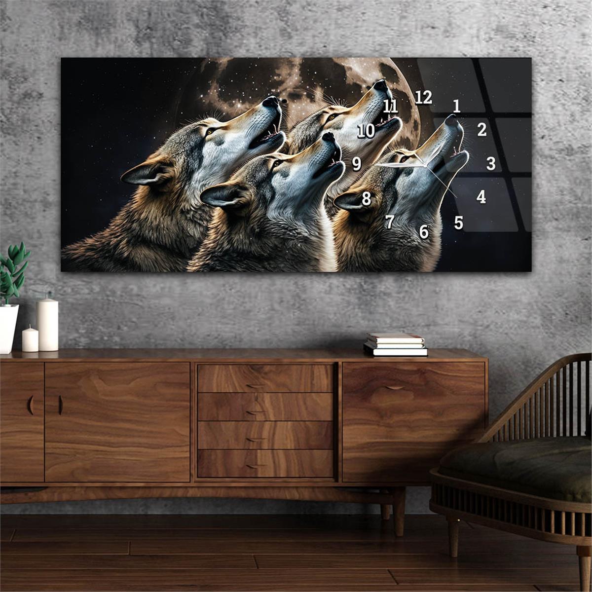 Horizontaal, Aan De Zijkant Voorzien Van Een Klok, Kunst en Natuur Thema Gehard Glasschilderij 023