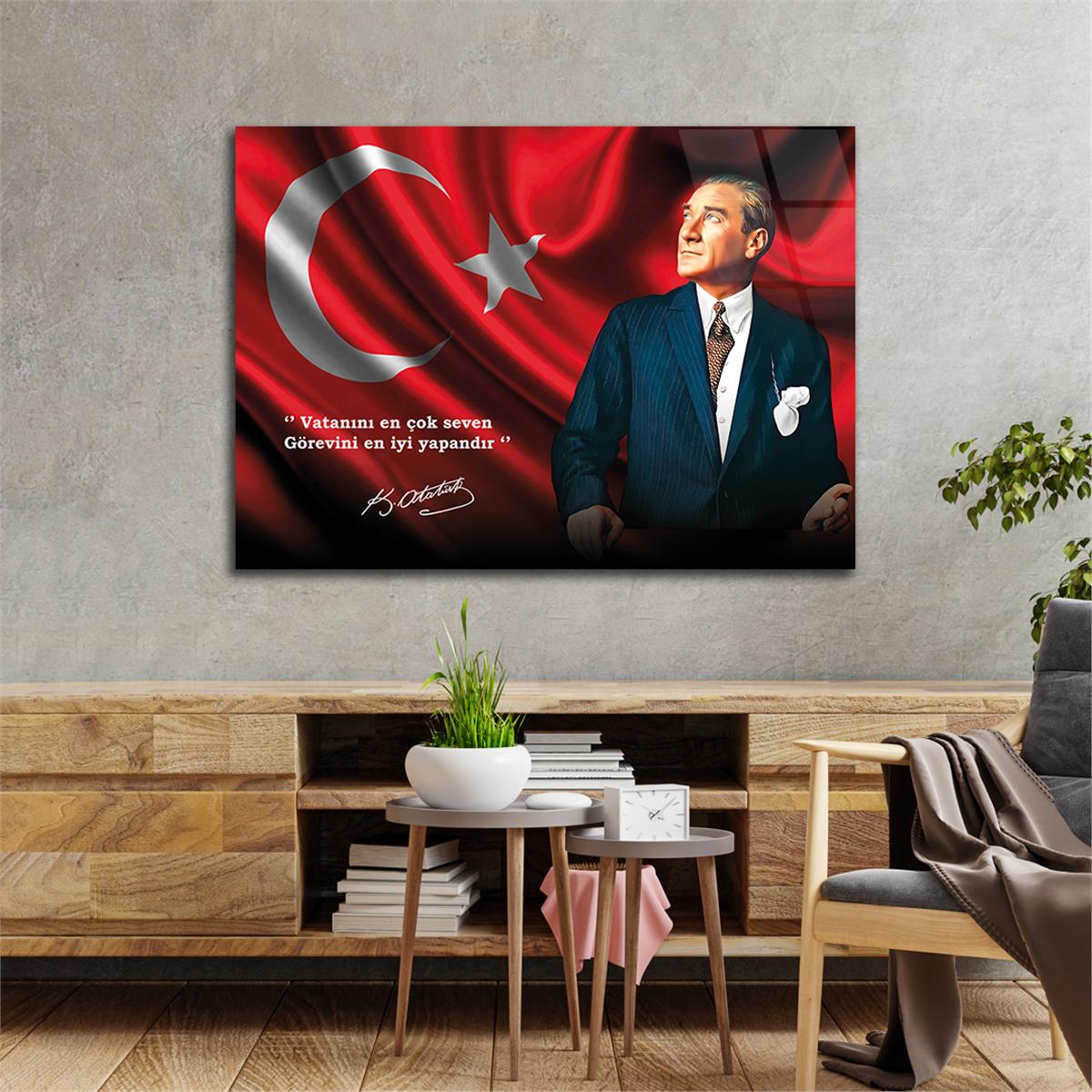 MUSTAFA KEMAL ATATÜRK Tempered Glass Wall Art 