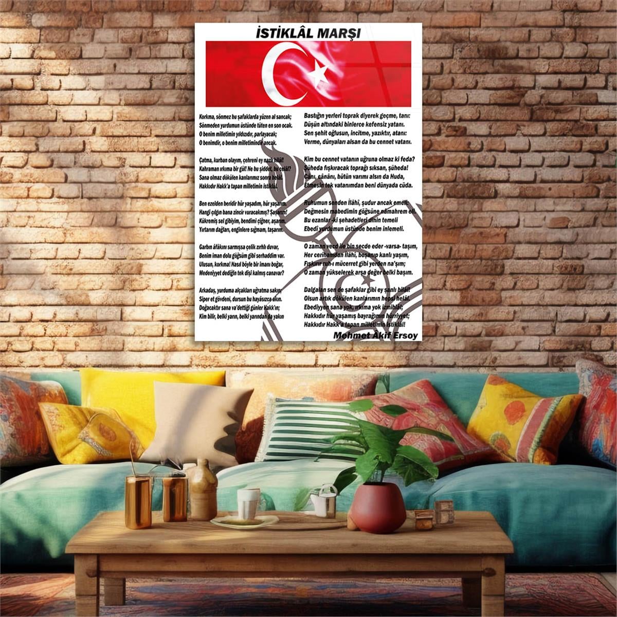 Turkish National Anthem Tempered Glass Wall Art  