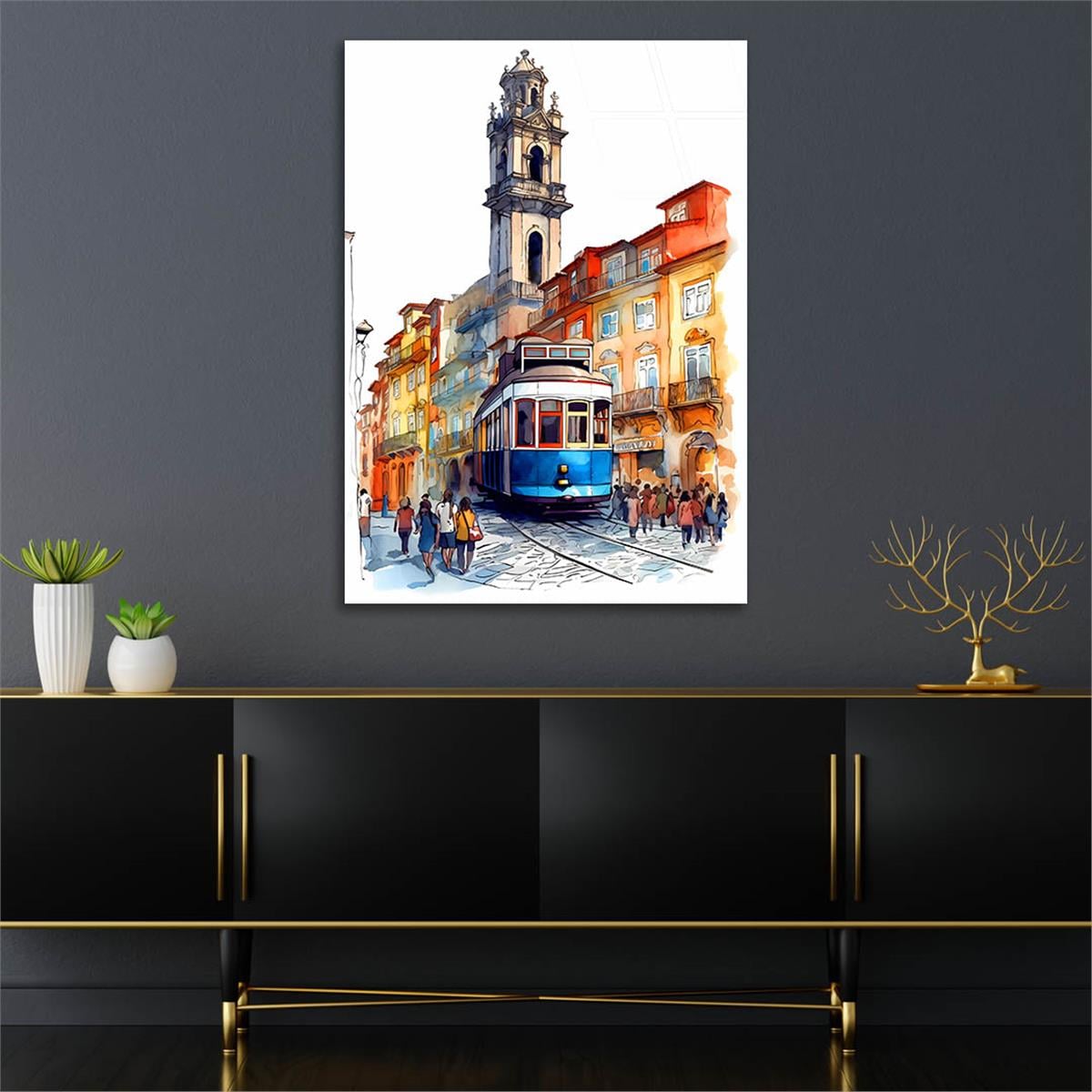 Dikey Sanat Temalı Cam Tablo 487