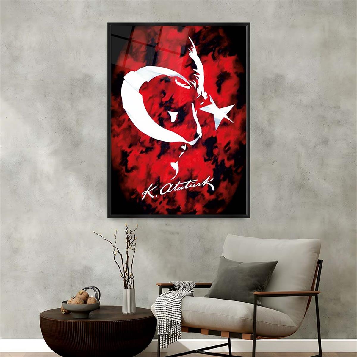 Alüminyum Çerçeveli Vatan Temalı Cam Tablo 093
