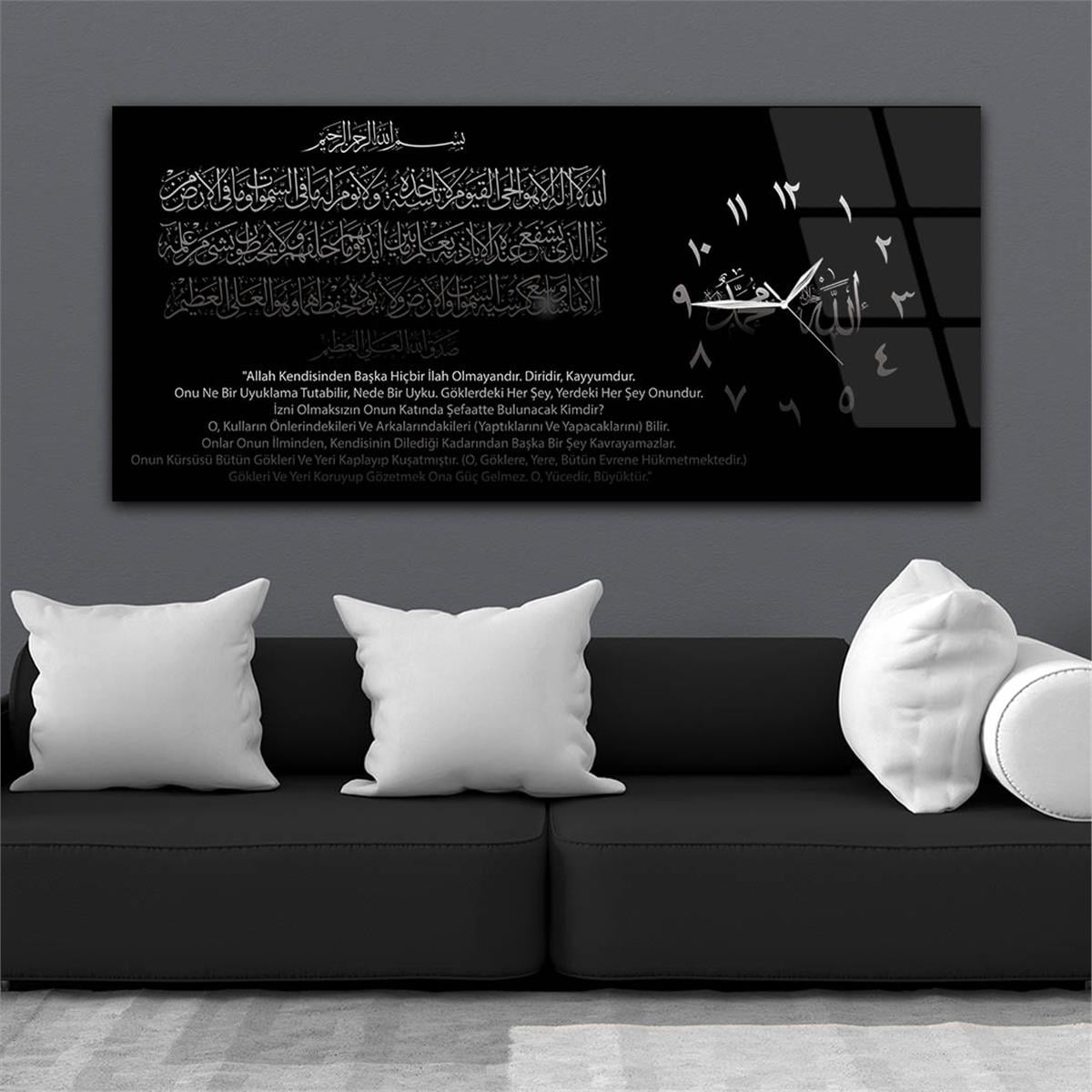 Horizontaal, Aan De Zijkant Voorzien Van Een Klok, Religieus Thema Gehard Glasschilderij 023