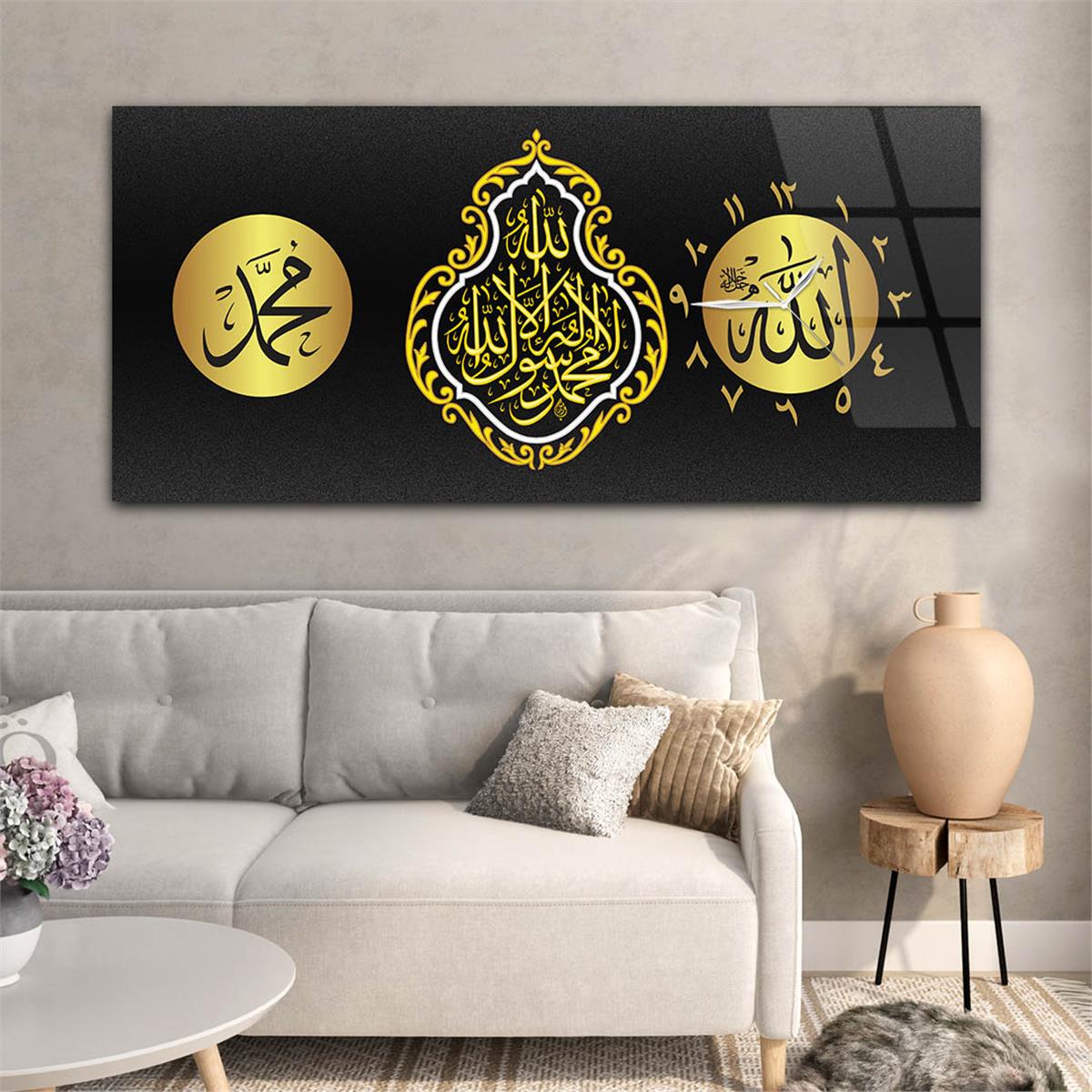 Side-Clock, Religious-Themed Horizontal Glass Wall Painting 003