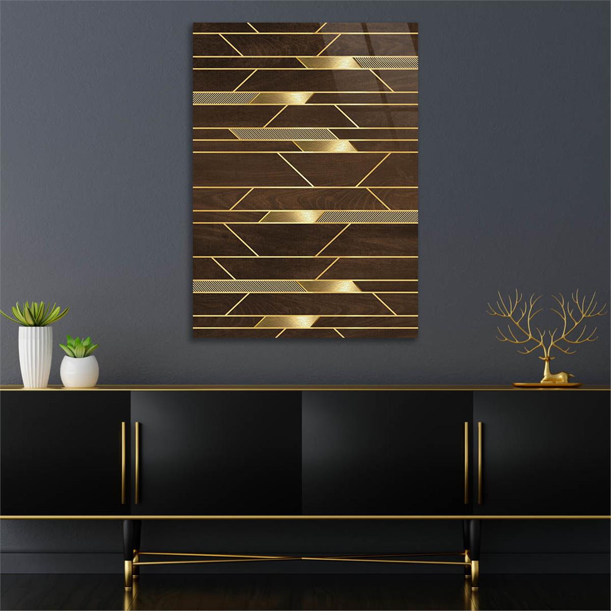 Dikey Sanat Temalı Cam Tablo 361