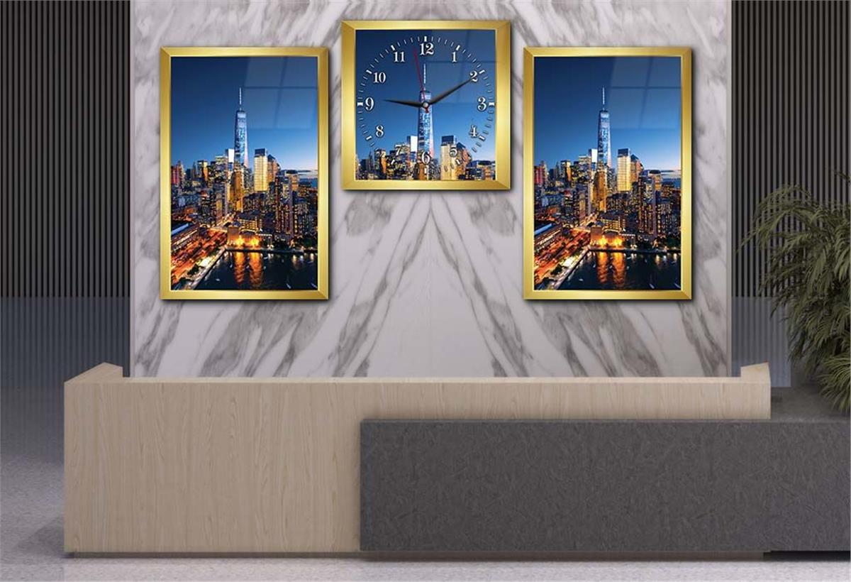 Gehard Glasschilderij Set aan de Kunst Thema Met Klok