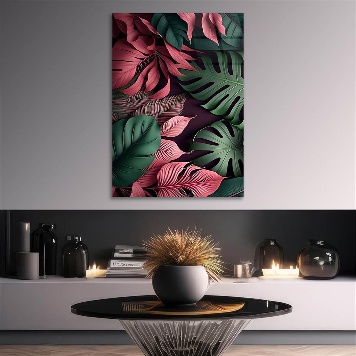 Dikey Sanat Temalı Cam Tablo 584