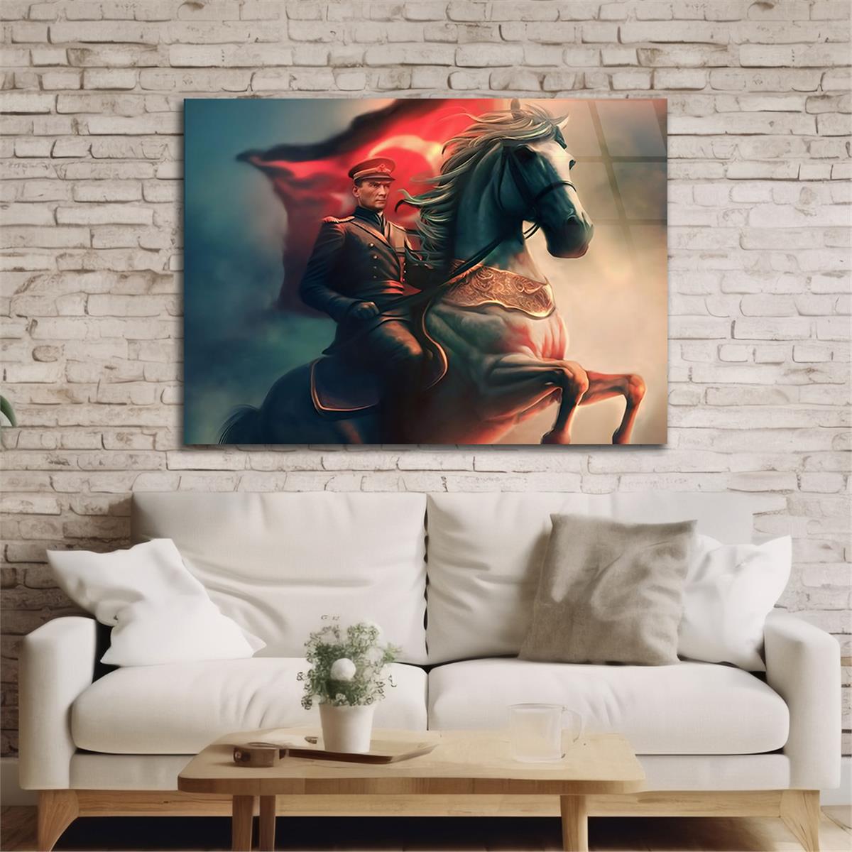 Yatay Vatan Temalı Cam Tablo 156