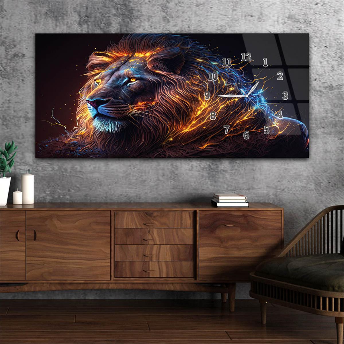 Horizontaal, Aan De Zijkant Voorzien Van Een Klok, Kunst en Natuur Thema Gehard Glasschilderij 180