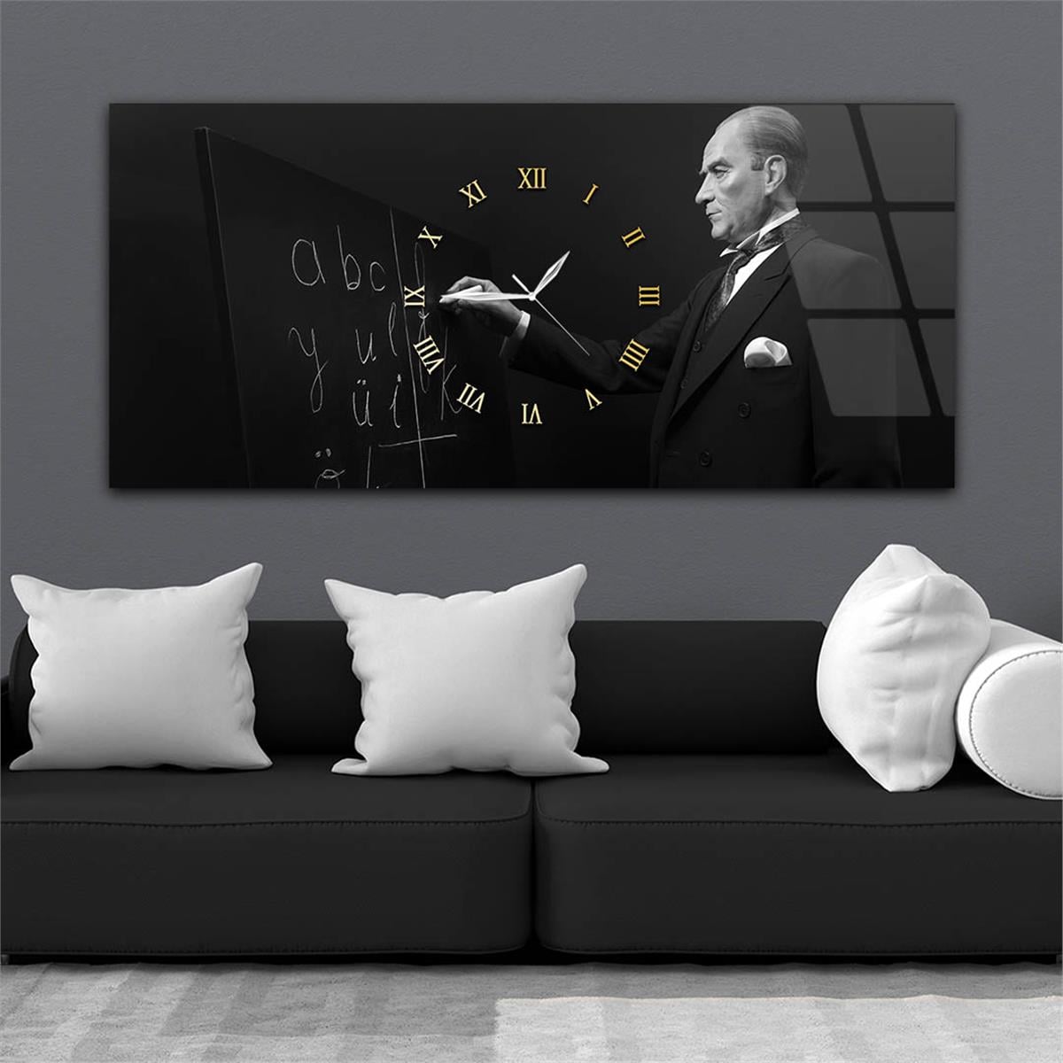 Horizontaal, in Het Midden Voorzien Van Een Klok, Nationaal Thema Gehard Glasschilderij 057