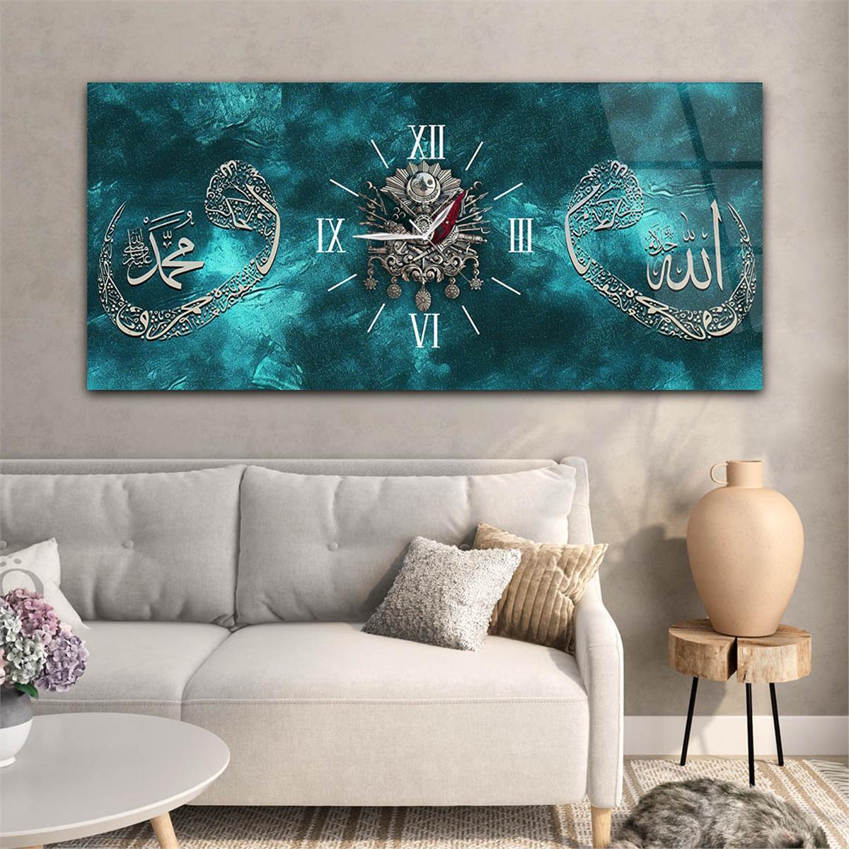 Horizontaal, in Het Midden Voorzien Van Een Klok, Religieus Thema Gehard Glasschilderij 103