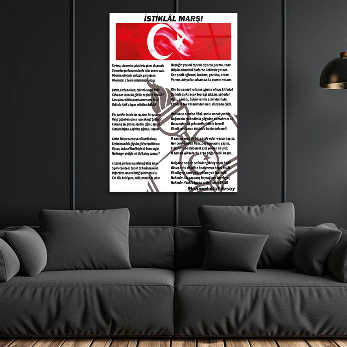 Turkish National Anthem Tempered Glass Wall Art  