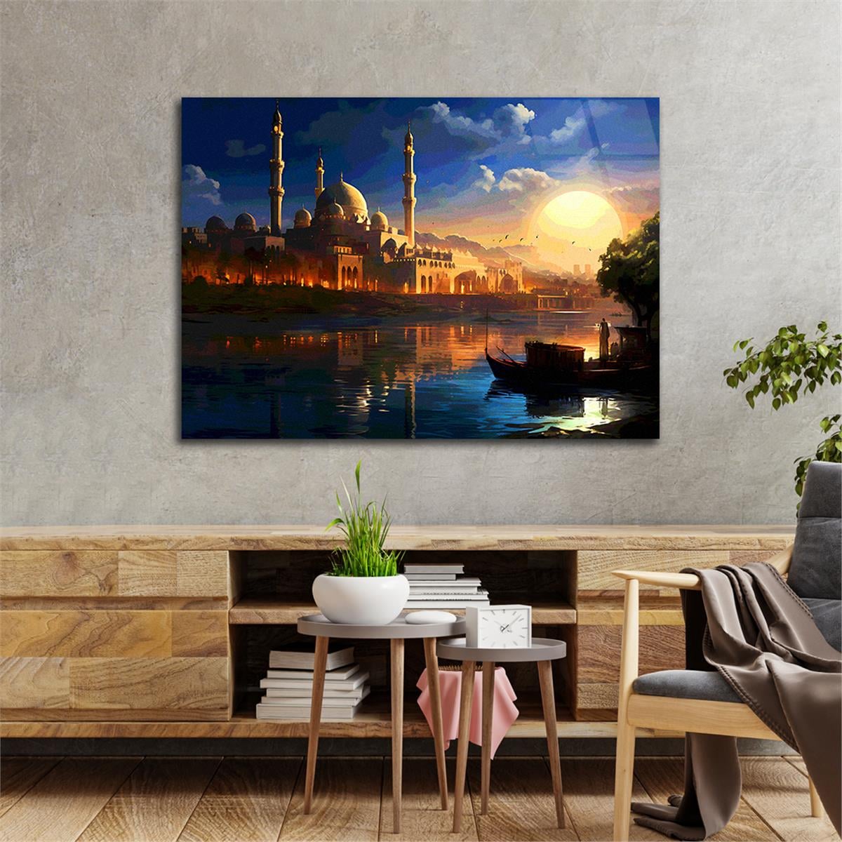 Yatay Dini Temalı Cam Tablo 168