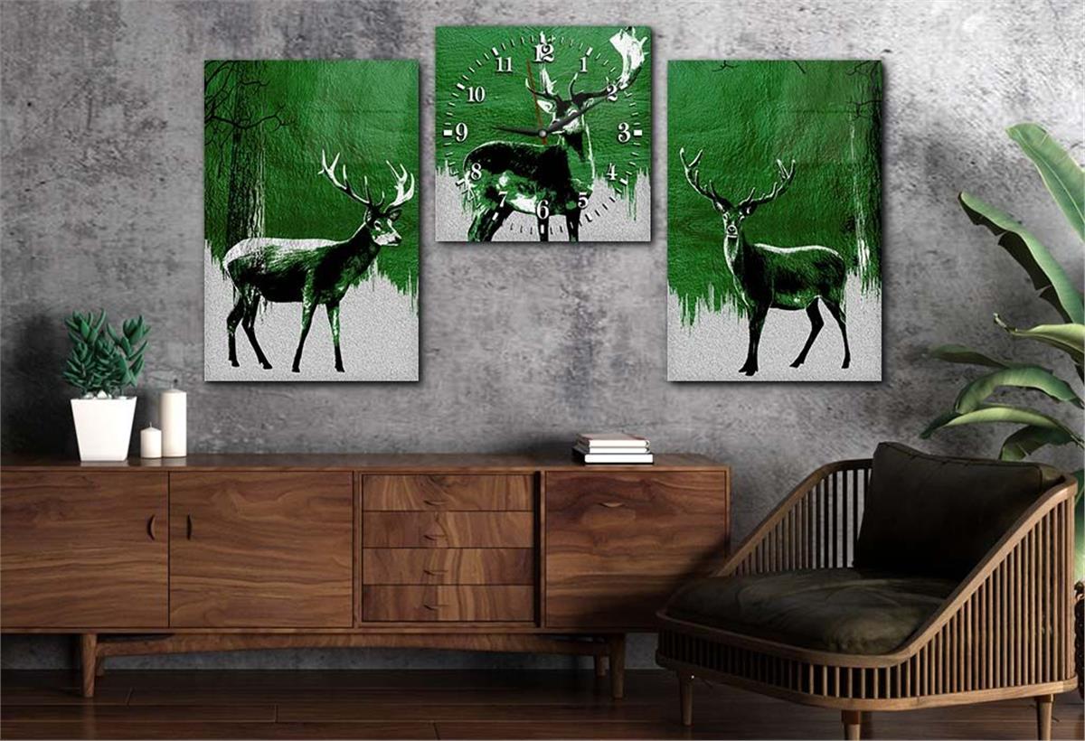 Tempered Glasss Wall Arts Art-Themed Set with Clock