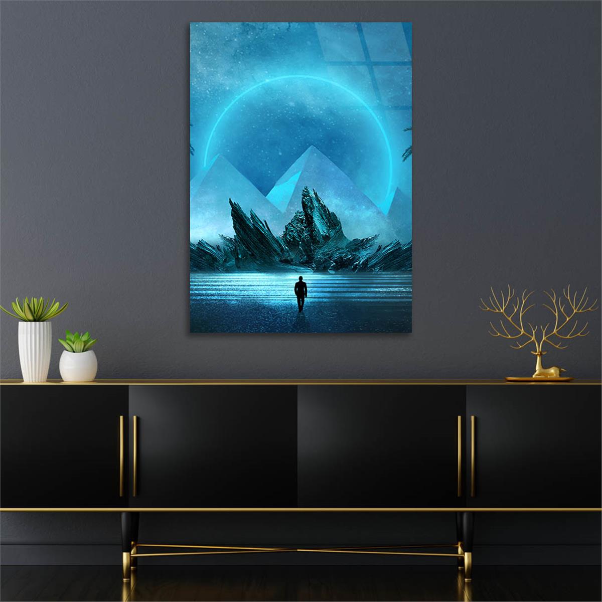 Dikey Sanat Temalı Cam Tablo 478