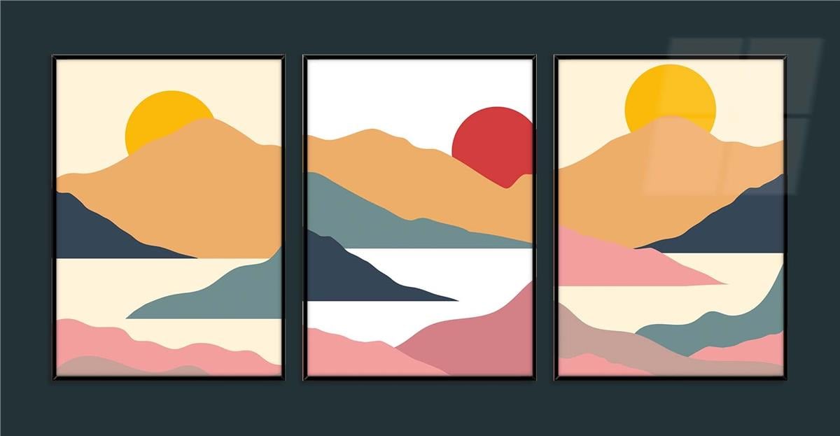 Alüminyum Çerçeveli Sanat Temalı 3lü Set MDF Tablo 0027