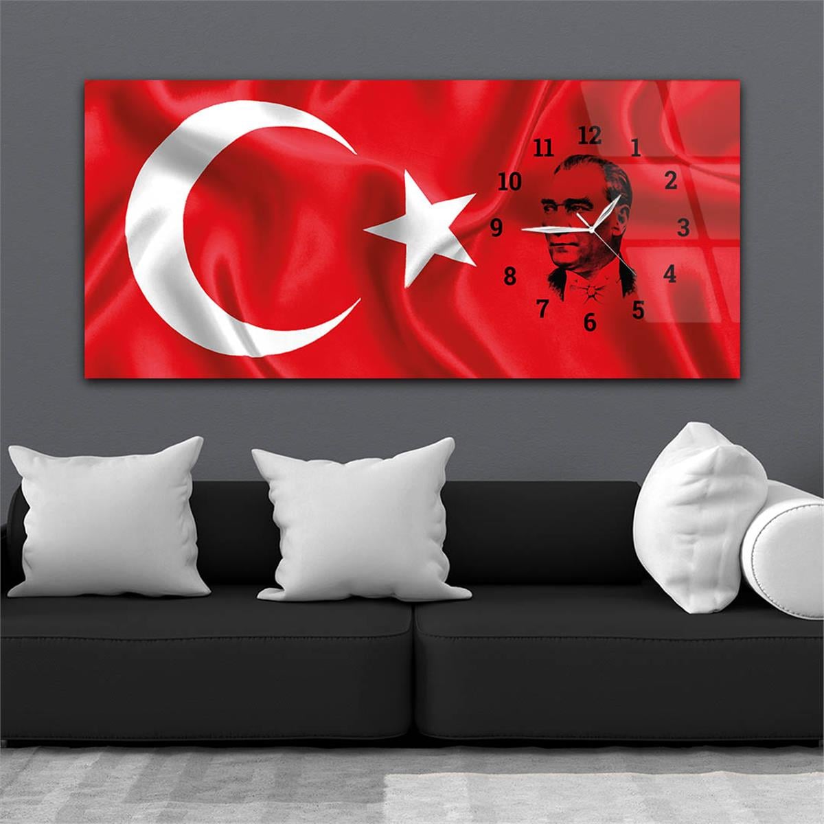 Side-Clock, Homeland-Themed Horizontal Glass Wall Painting 004