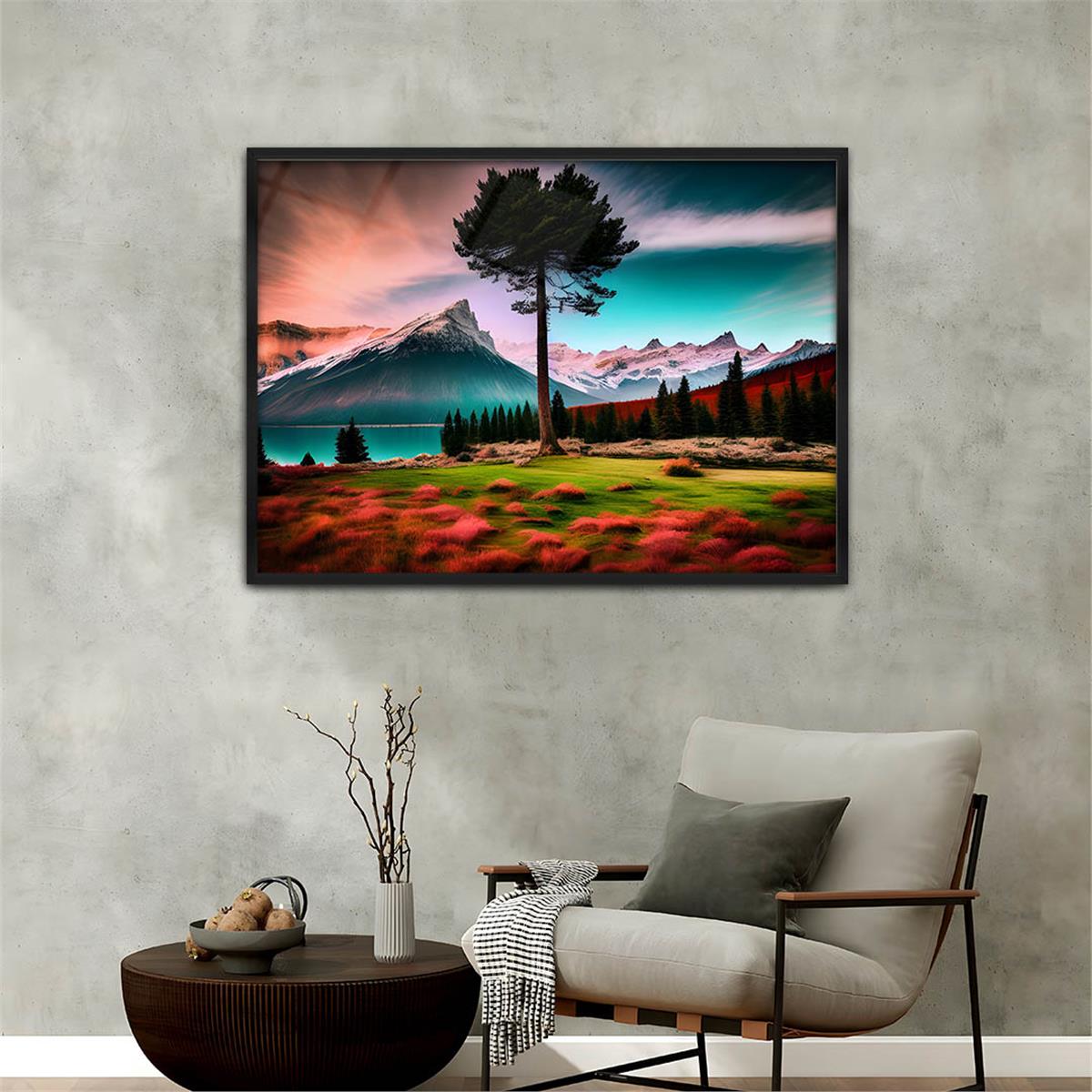 Aluminum-Framed Natured-Themed Tempered Glass Wall Art 026