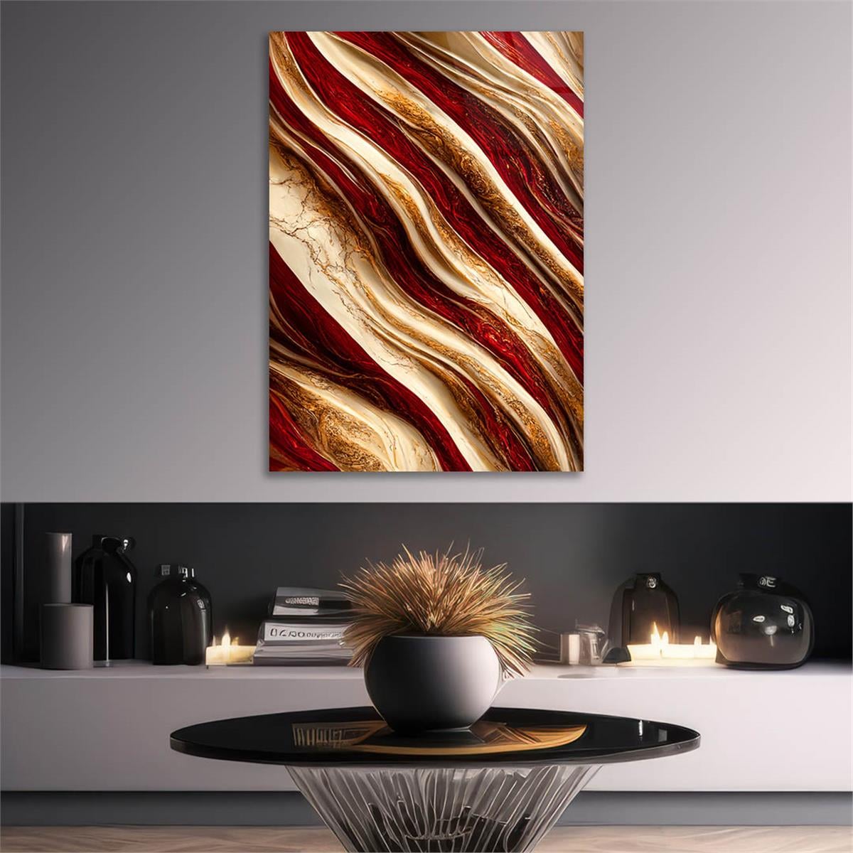 Dikey Sanat Temalı Cam Tablo 345