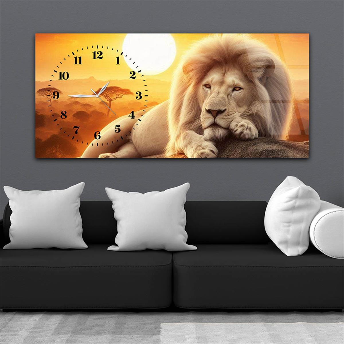 Yatay Saatli Yandan Sanat Temalı Cam Tablo 340