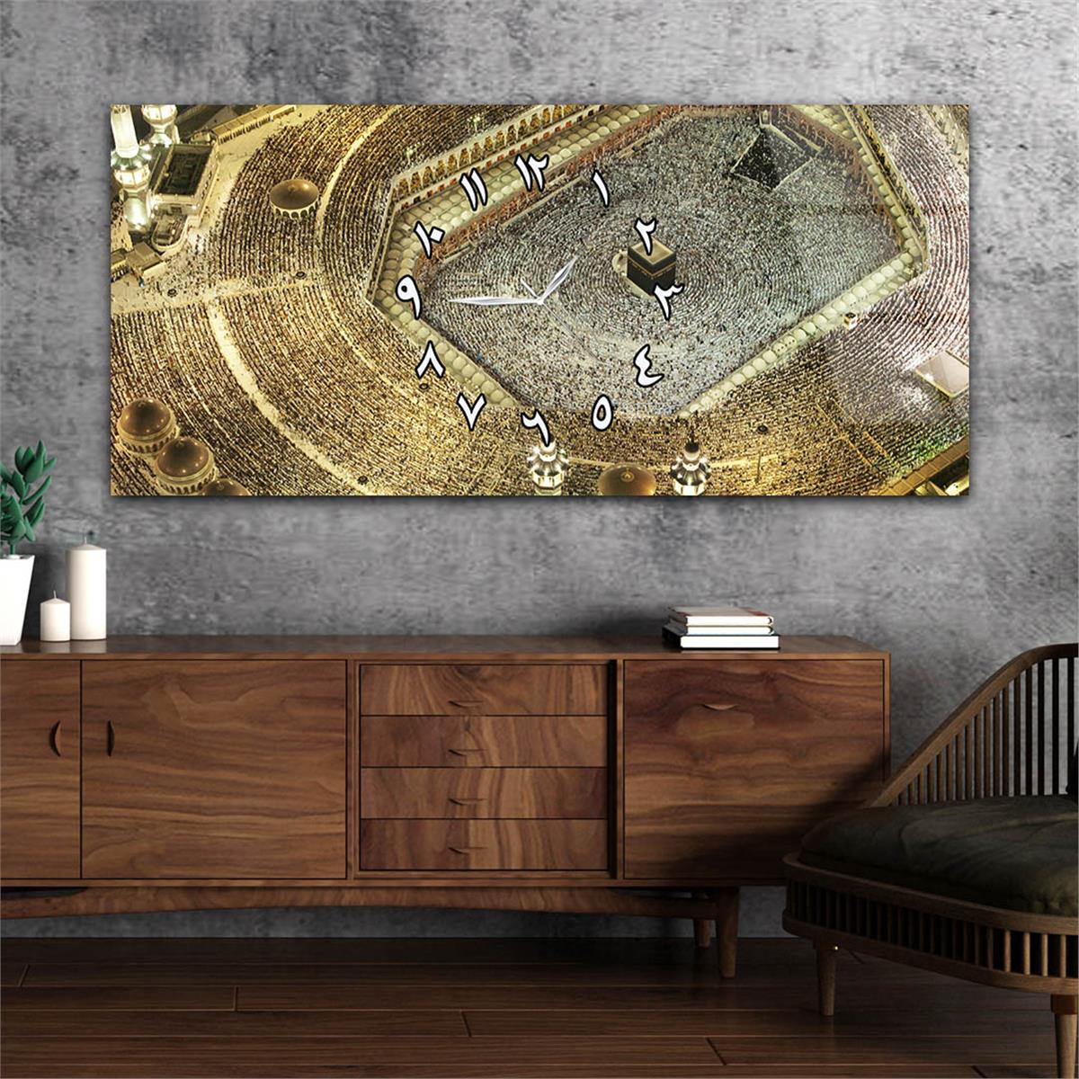 لوحة زجاجية أفقية ذات طابع ديني مع ساعة في الوسط 050