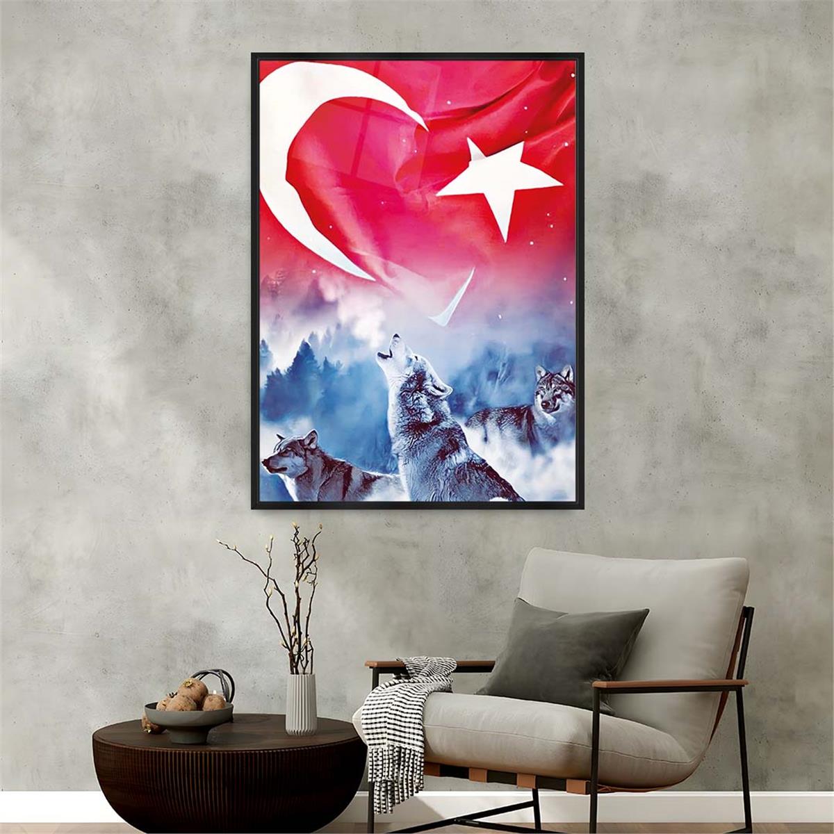 Aluminum-Framed National-Themed Tempered Glass Wall Art 078
