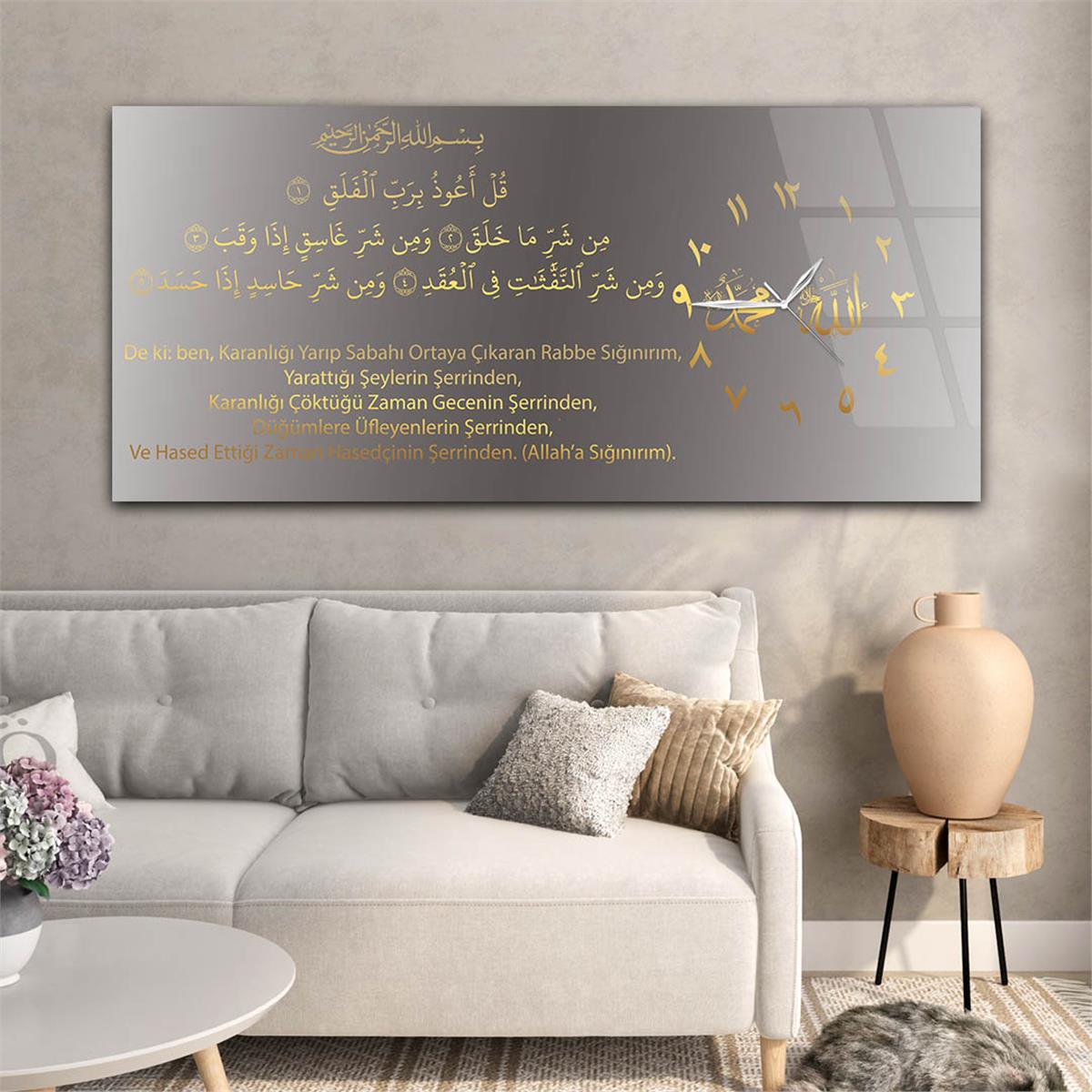 Side-Clock, Religious-Themed Horizontal Glass Wall Painting 015