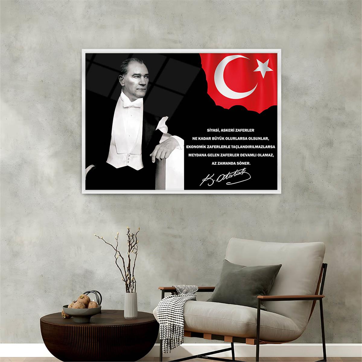 Alüminyum Çerçeveli Vatan Temalı Cam Tablo 050