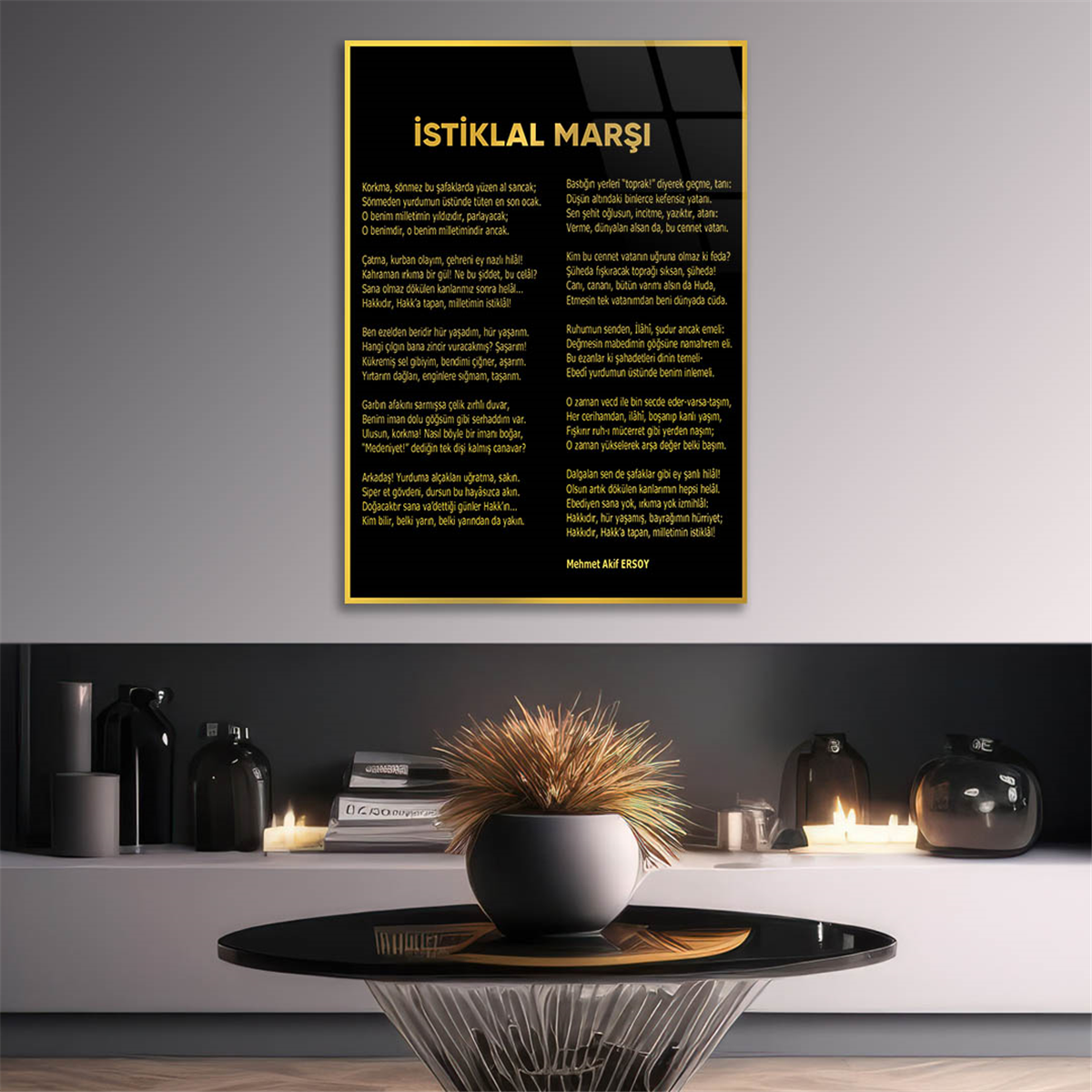 Turkish National Anthem Tempered Glass Wall Art 