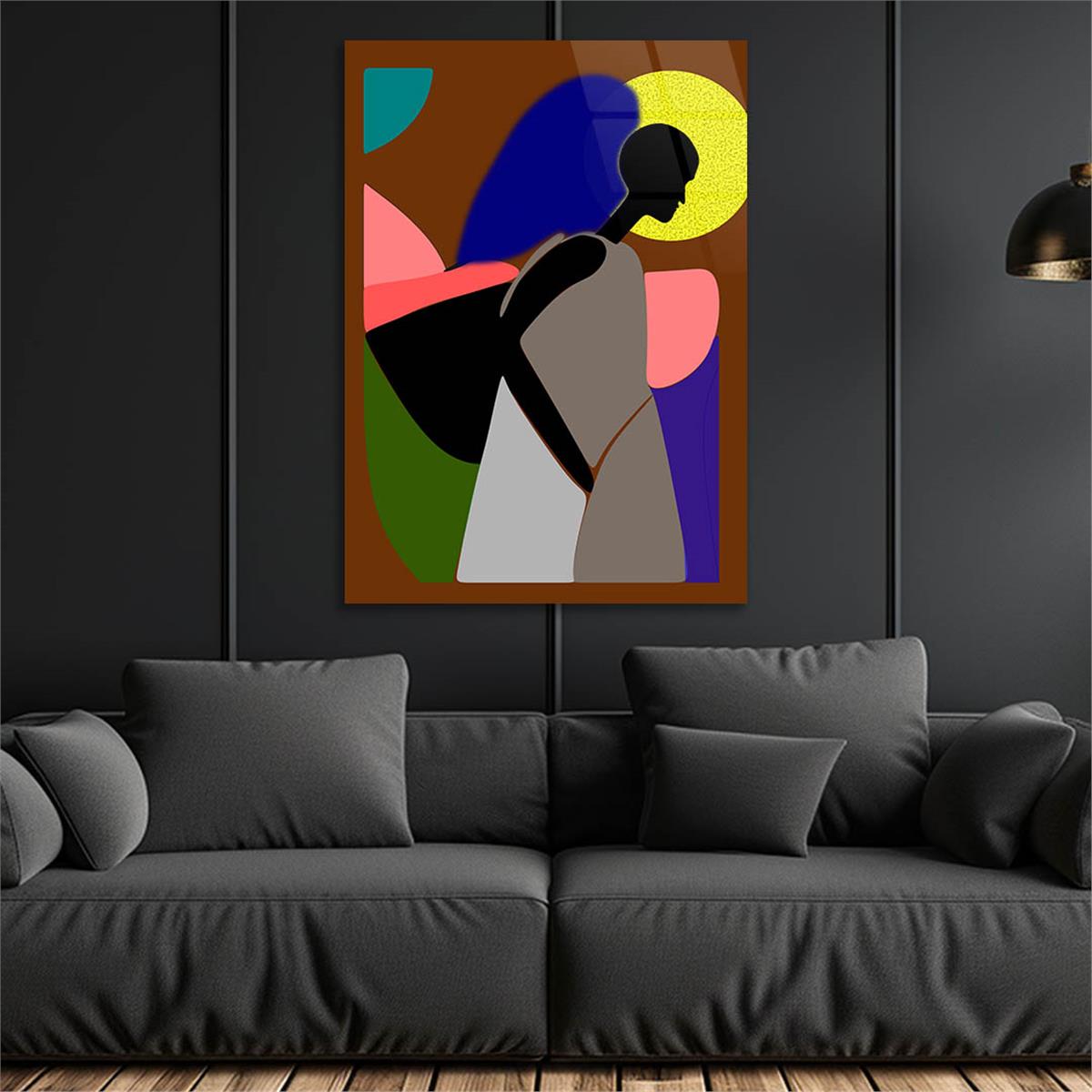 Dikey Sanat Temalı Cam Tablo 526