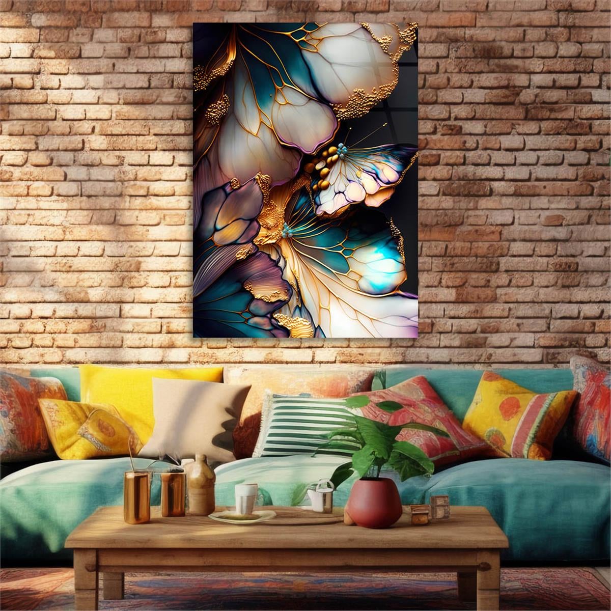 Dikey Sanat Temalı Cam Tablo 371