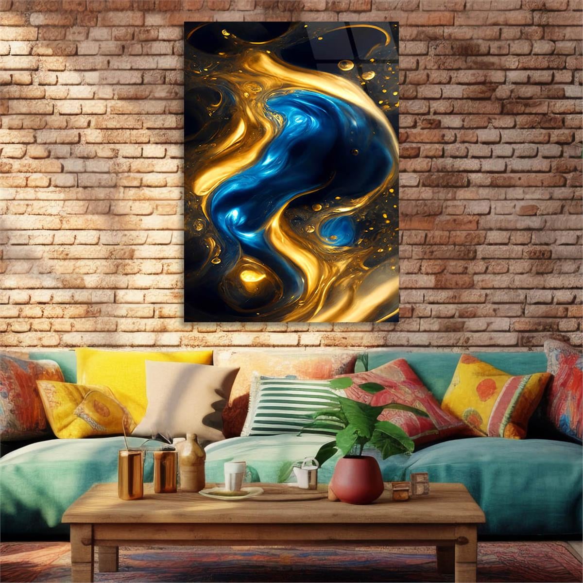 Dikey Sanat Temalı Cam Tablo 564