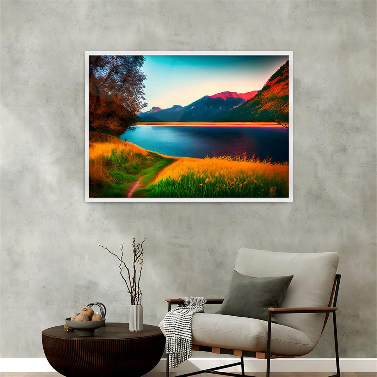 Aluminum-Framed Natured-Themed Tempered Glass Wall Art 028