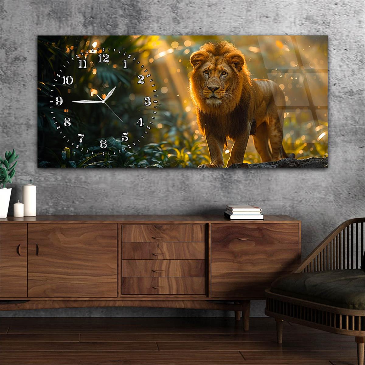 Yatay Saatli Yandan Sanat Temalı Cam Tablo 363