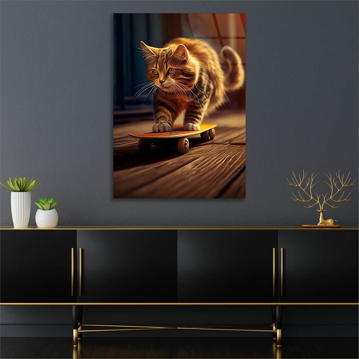 Dikey Doğa Temalı Cam Tablo 249