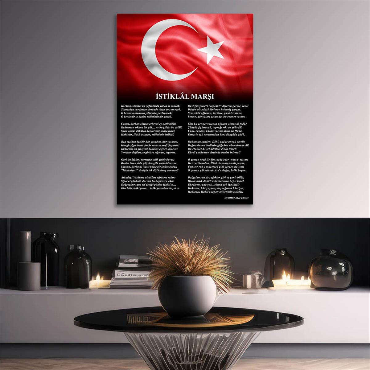 Dikey VatanTemalı Cam Tablo 187