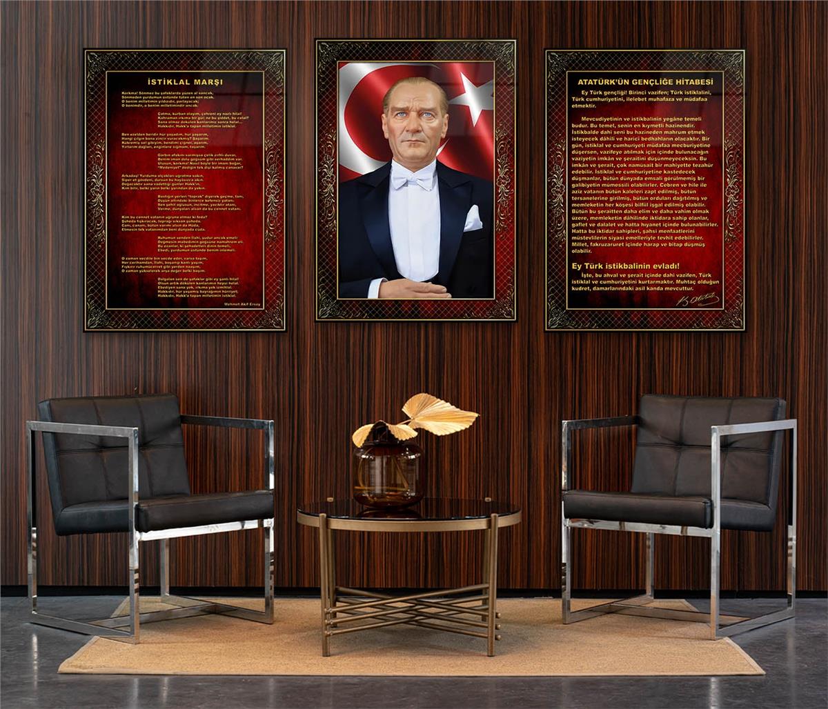  3lü Set VatanTemalı Cam Tablo 37