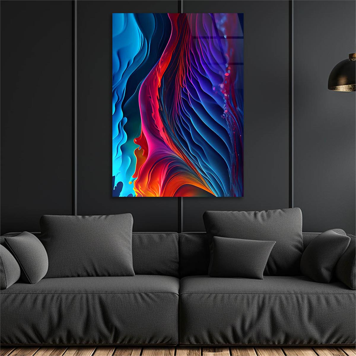 Dikey Sanat Temalı Cam Tablo 578