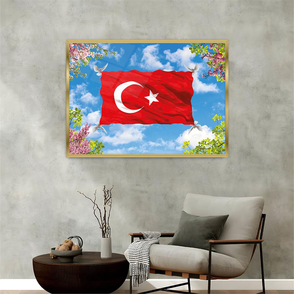 Alüminyum Çerçeveli Vatan Temalı Cam Tablo 057