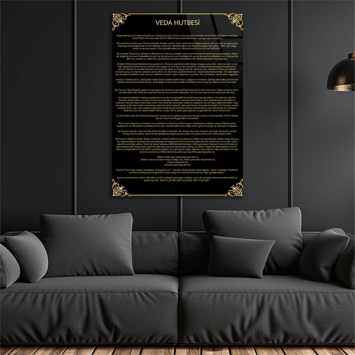 Farewell Sermon Glass Wall Art with Türkish Script