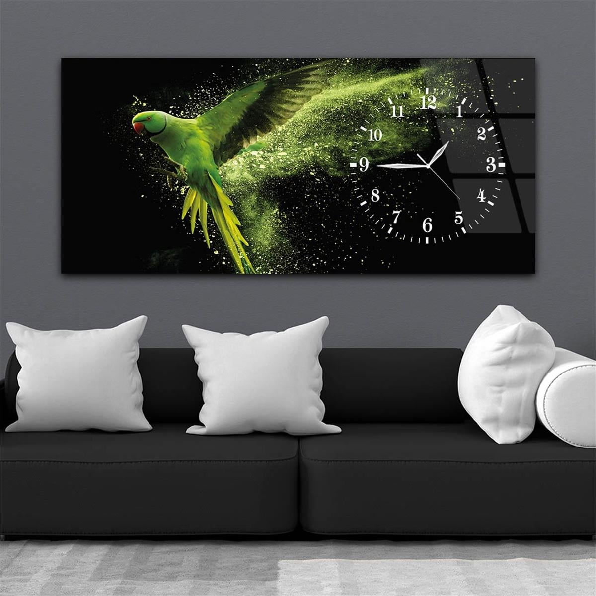 Side-Clock, Art And Nature-Themed Horizontal Glass Wall Painting 091