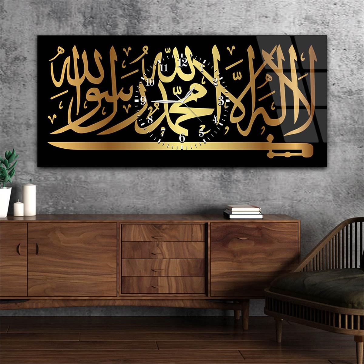 Horizontaal, in Het Midden Voorzien Van Een Klok, Religieus Thema Gehard Glasschilderij 045