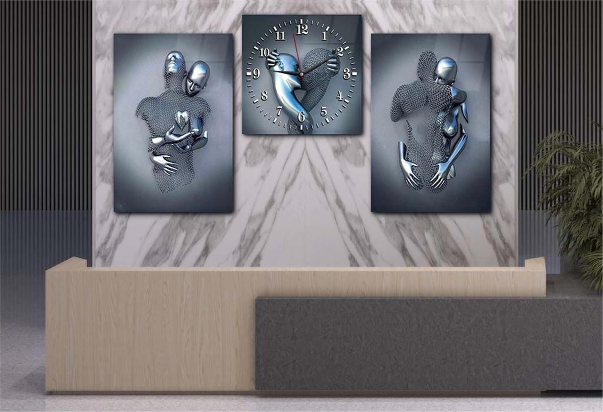 Tempered Glasss Wall Arts Art-Themed Set with Clock
