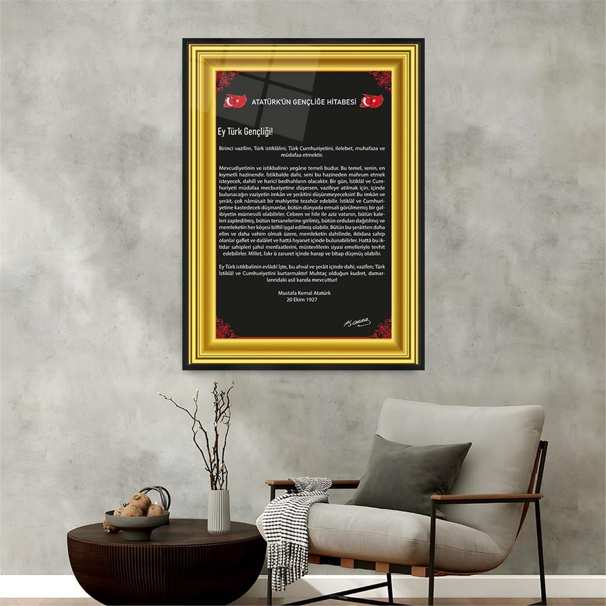 Alüminyum Çerçeveli Vatan Temalı Cam Tablo 104