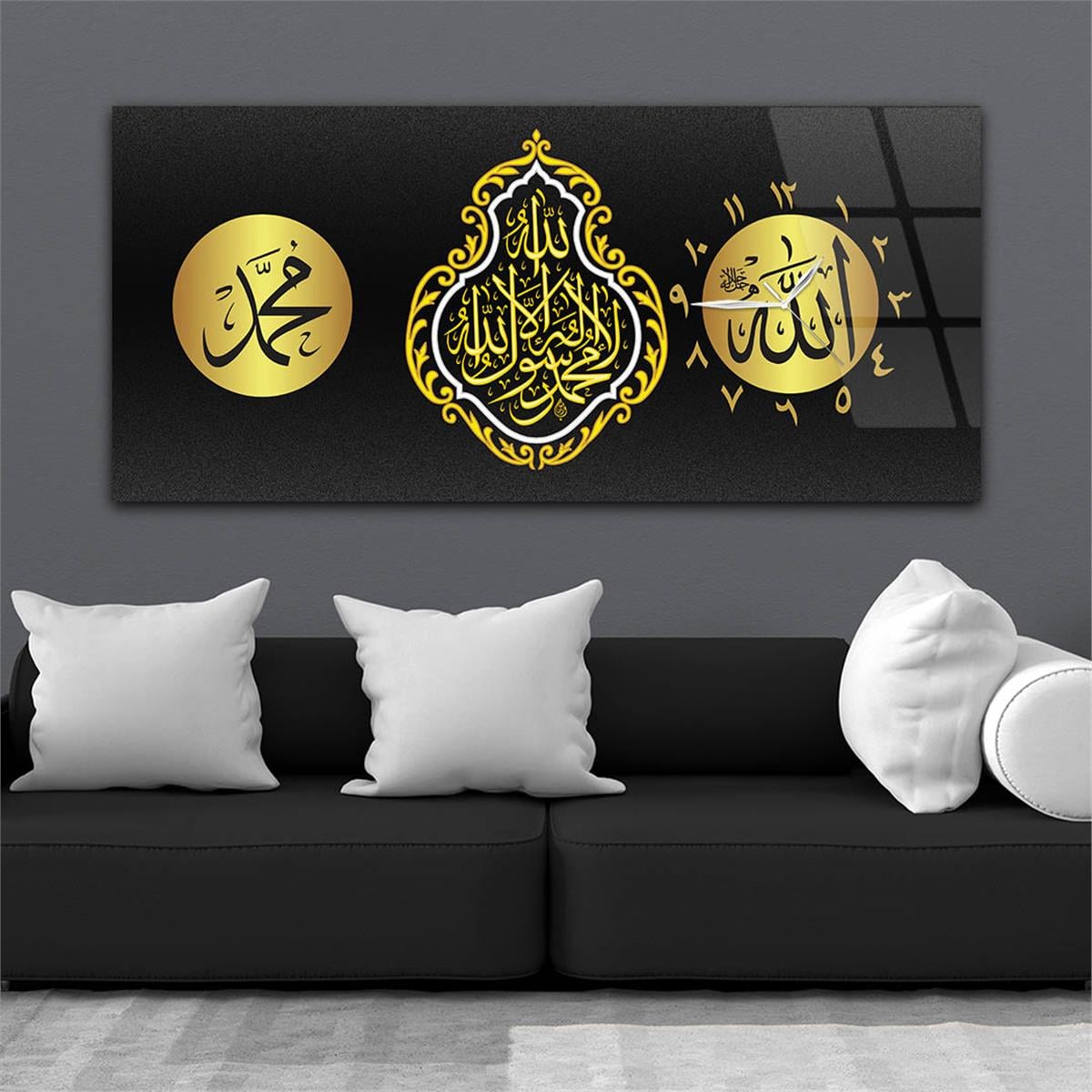 Side-Clock, Religious-Themed Horizontal Glass Wall Painting 003