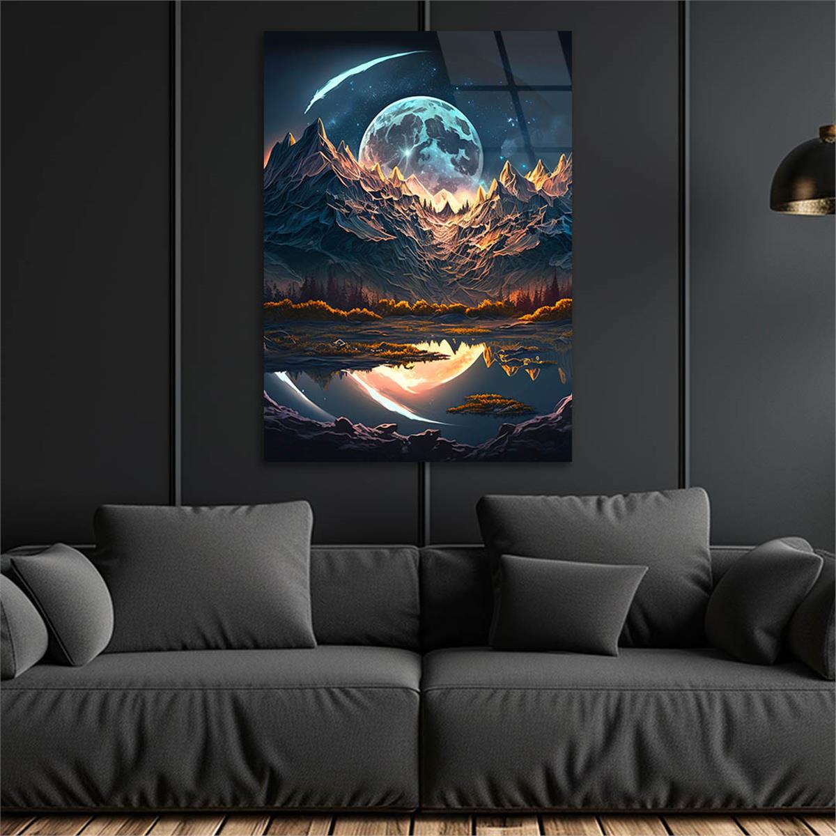 Dikey Sanat Temalı Cam Tablo 444