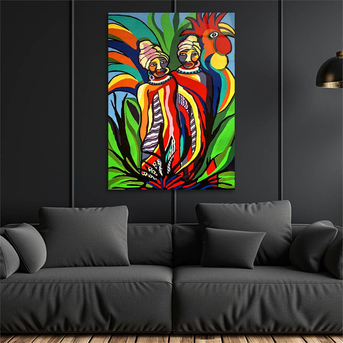 Dikey Sanat Temalı Cam Tablo 389