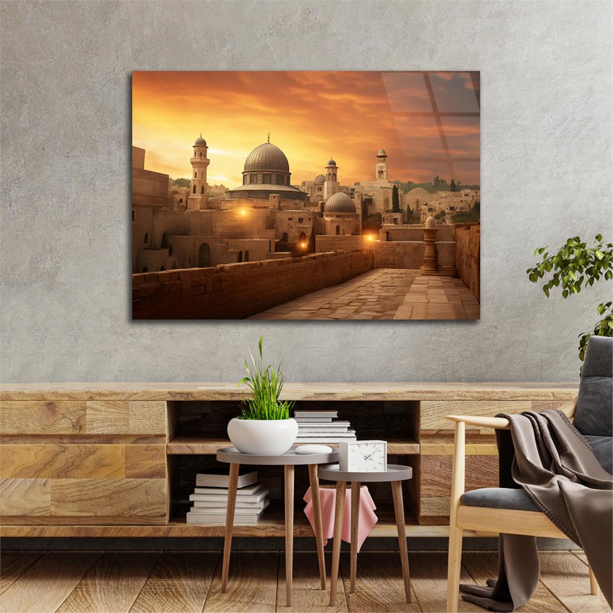 Yatay Dini Temalı Cam Tablo 200